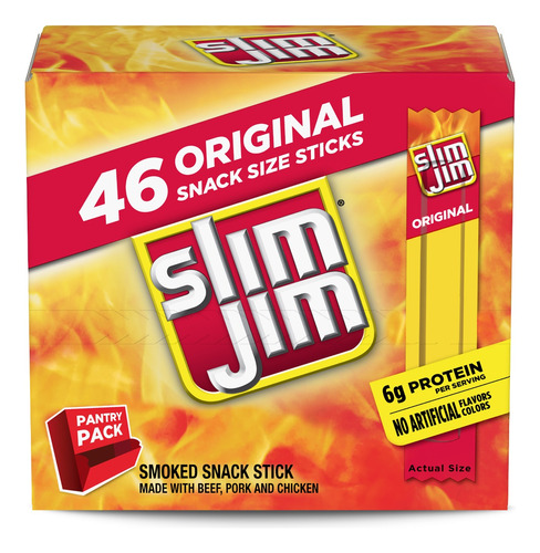 Slim Jim 46 Original Snack Sticks, Palitos De Carne Seca