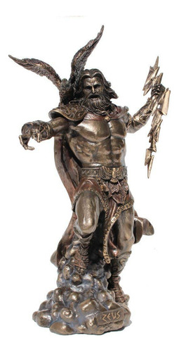 Estatua De Zeus, Dios Griego, Con Rayo Y Águila