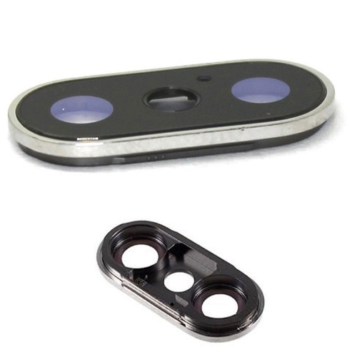 iPhone 10 X Cristal Lente Camara Trasera Plateado Cubierta