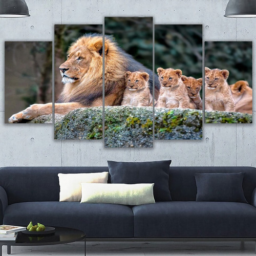 5 Cuadros Decorativos Leones Bebes Diseño Único  150x84cm   