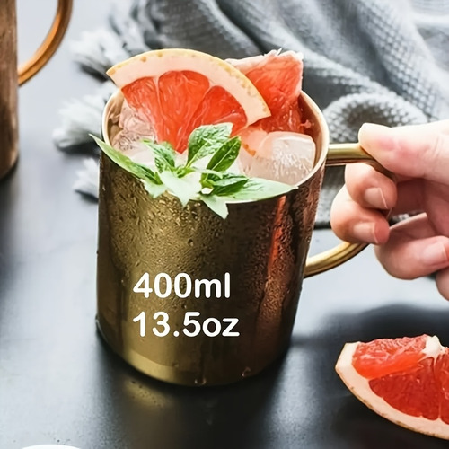 1pc Taza De Acero Inoxidable 304 Con Baño De Cobre, Taza De