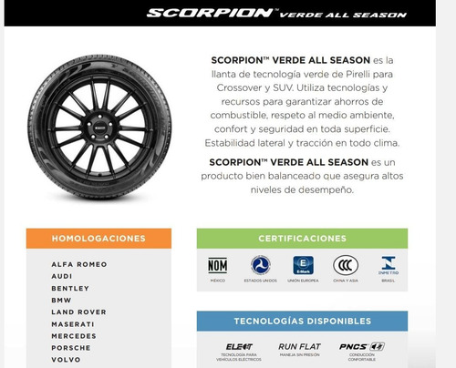 Llanta 235/55r19 Pirelli Scorpiion Verde 101v V