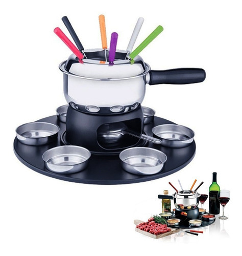 Conjunto De Fondue Brinox Aço Inox P/ Carne 18 Pç