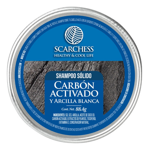 Shampoo Sólido De Carbón Activado Y Arcilla Blanca Scarchess