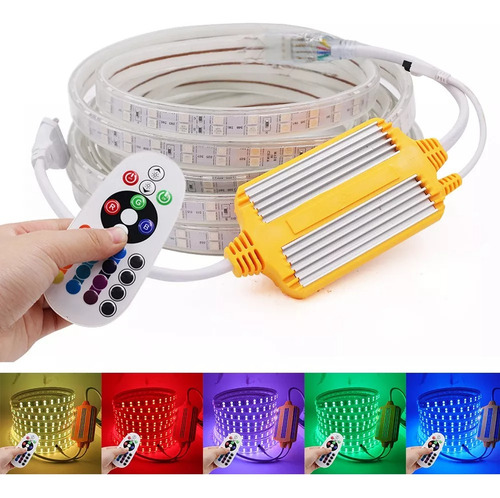 Tira Led 220v Rgb Sin Fuente Exterior X 15mts Control Lineal