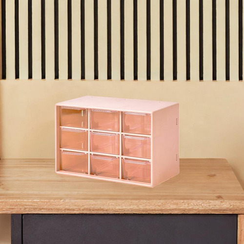 Mini Organizador De Cajones, Pequeño 9 Cajones Rosa Piel