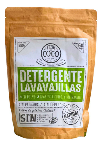 Detergente Lavavajillas Hipoalergénico Flor De Coco 850g 