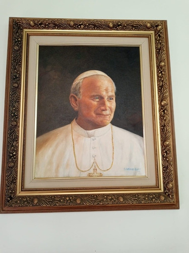 Quadro Papa João Paulo Ii Óleo Sobre A Tela