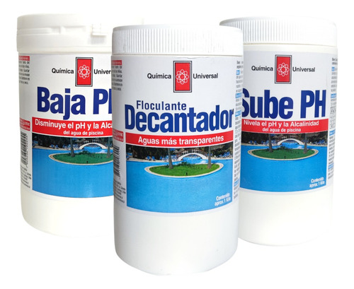 Kit Piscina Baja Ph Decantador Y Sube Quimica Universal