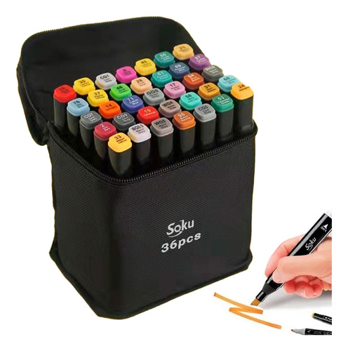 Soku 36 Pinceles Doble Punta Plumones Punta Dibujo Pro