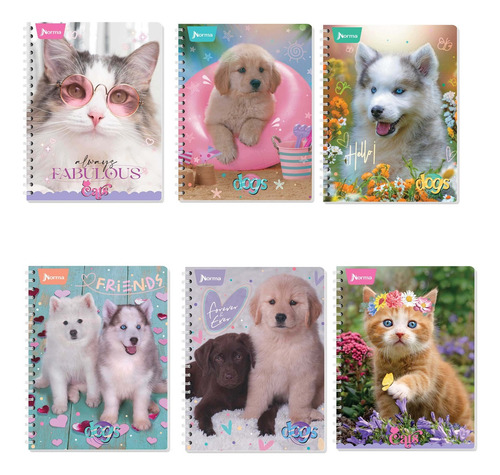 Libreta De Apuntes Norma Kiut Dogs Pocket 80h Raya Pack C/3 Colores Surtidos