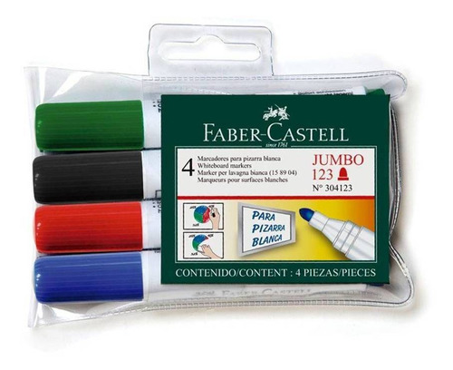 4 Marcadores Pizarra Winner 123 Faber Castell - Mosca