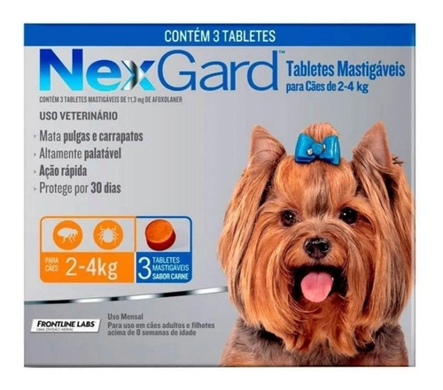 Nexgard Antipulgas E Carrapatos 3 Comprimidos Cão 2-4kg