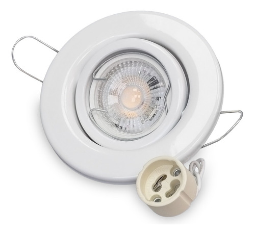 Spot Embutir Blanco Circular Con Dicroica Led 7w