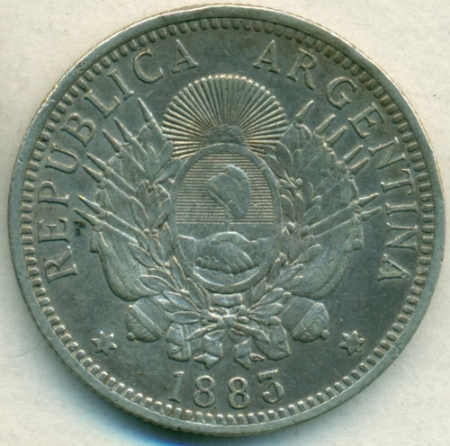 Argentina Moneda De Plata 50 Centavos Serie Patacón 1883 Mb