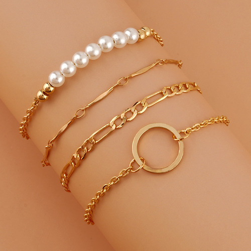 Conjunto De Pulseras Multipiezas De Cuatro Perlas Para Mujer