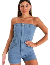 Comprar Mono Enterito Jean Mujer Elastizado Corto Short 