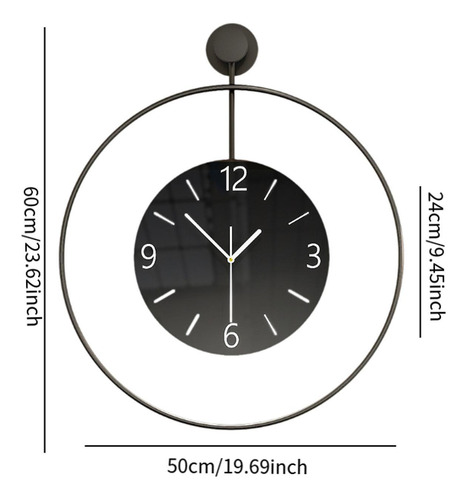Reloj De Pared Decorativo Gran Reloj Negro Moderno Silencio