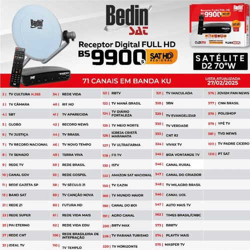Kit Antena Parabólica Bedinsat Completo Para Instalação