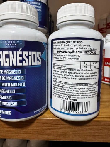 Kit 3 Potes De 6 Magnesios 1000mg 180 Comprimidos Sem Sabor