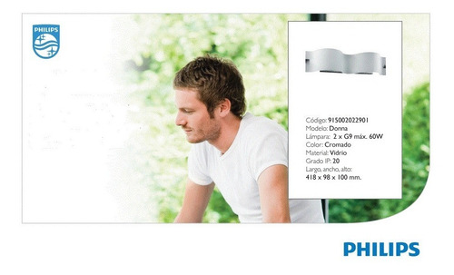 Imagen 2 de 3 de Aplique De Pared Philips Donna 2 Luces Nexo