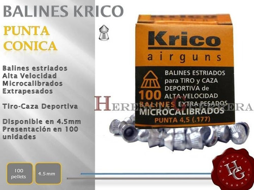 Imagen 2 de 4 de 400 Balines Krico Estriado 4.5 Mm Copita
