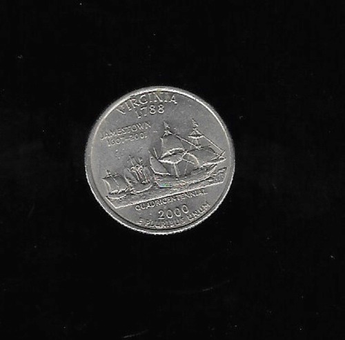 Ltc725. Moneda De 25 Centavos. Estado De Virginia 2000 D