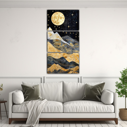 45x90cm Pintura Moderna Con Detalle De Luna Cerca De Las Mon