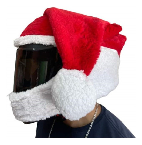 Funda Casco Moto Santa Claus Merry Christmas Biker Peluche 