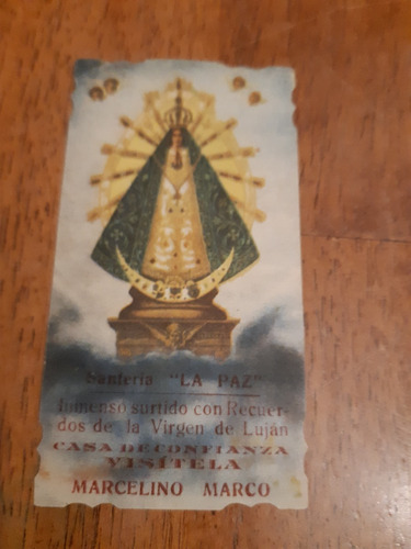 Estampita Religiosa De La Virgen Del Lujan  1943