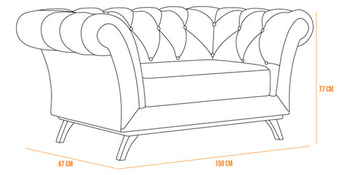 Sofá 2 Lugares Para Sala Império 150 Cm Veludo Cinza B-317 Desenho Do Tecido Liso