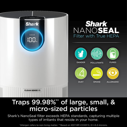 Purificador De Aire Shark Hp102pk2 Clean Sense Hepa 500 M²,