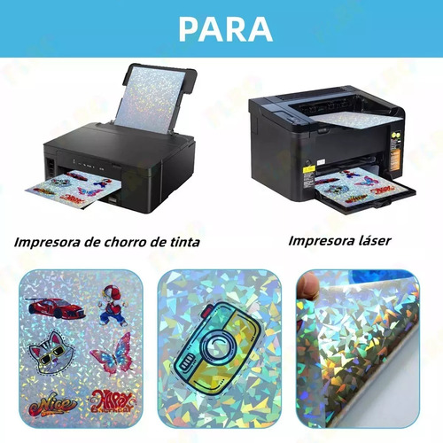 Muramaudi 24 Vinil Adhesivo Holográfico A4 Para Impresión Láser Inkjet Autoadhesivo Impermeable Resistente A Desgarros Fragmentos de Espejo 21 Cm × 29.7 Cm
