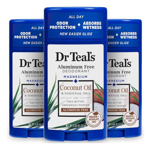 Desodorante Dr. Teal's, Aceite De Coco Sin Aluminio, 80 Ml (