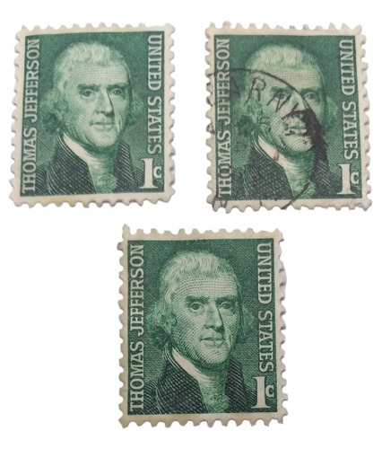 Timbres Postales Estados Unidos  Thomas Jefferson 1 Centavo 