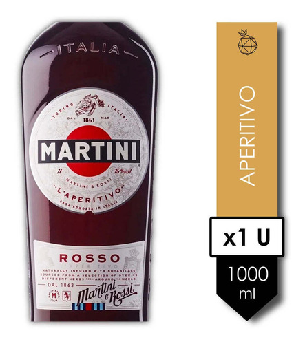 Imagen 2 de 2 de Martini Rosso Aperitivo 995ml