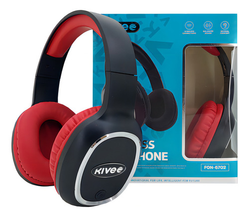 Fone De Ouvido Bluetooth Sem Fio Headphone Musica Stereo Cor Vermelho