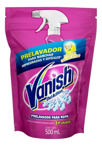 2 Pza Prelavador Para Ropa Vanish Oxi Action 500 Ml