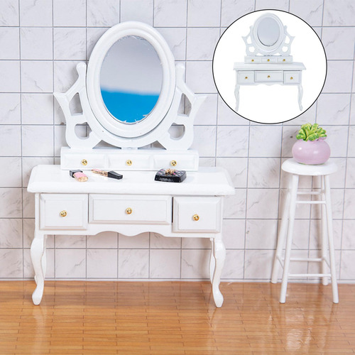 1/12 Móveis Em Miniatura Brinquedos De Madeira Branco