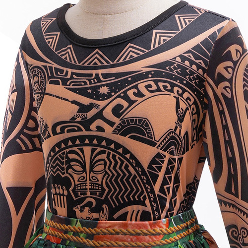Película De Manga Larga Para Niños Con Estampado De Tatuajes Dos Piezas Para La Fiesta De Halloween Chico Maui Papel Ropa Blusa Y Traje De Pantalones