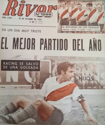 Revista River 1299 River 1 Racing 0 Nacional 1969