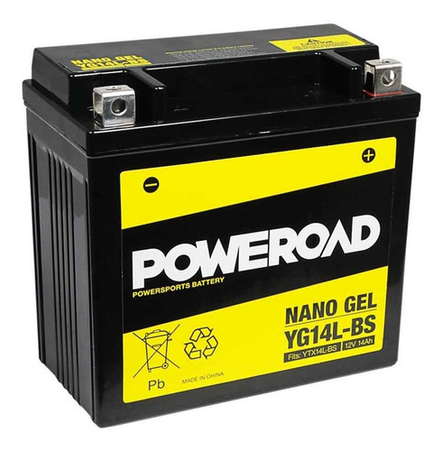 Imagen 1 de 1 de Bateria Poweroad Moto Gel Ytx14l-bs Xl 883 Sportster Vzh Srl