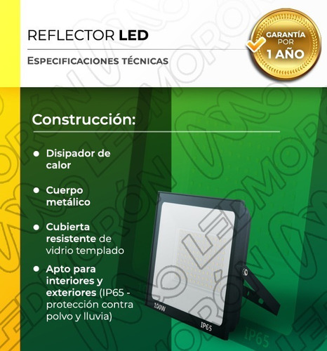 Imagen 5 de 9 de Reflector Led 100w Blanco Frio Hipower Exterior Multiled Smd