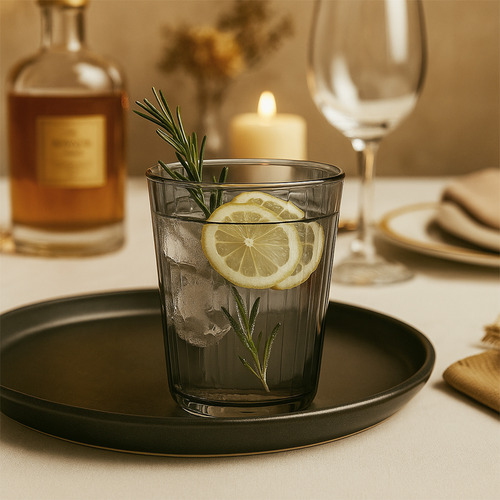 Set X 6 Vasos De Vidrio Texturado Dakota VAS002 Elegantes Modernos Color Gris Oscuro