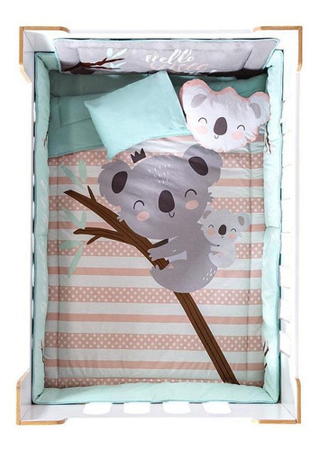 Jgo Edredón Ccc Baby Koala Vianney Cama Cuna Rosa / Algodon Color Celeste