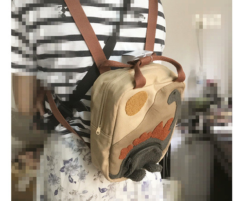 Mochila De Dinosaurio Pequeña Bordada Con Cuello Largo Y Est