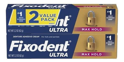 Fixodent Ultra Max Hold Crema 2 Pack 62g 2.2oz C/u