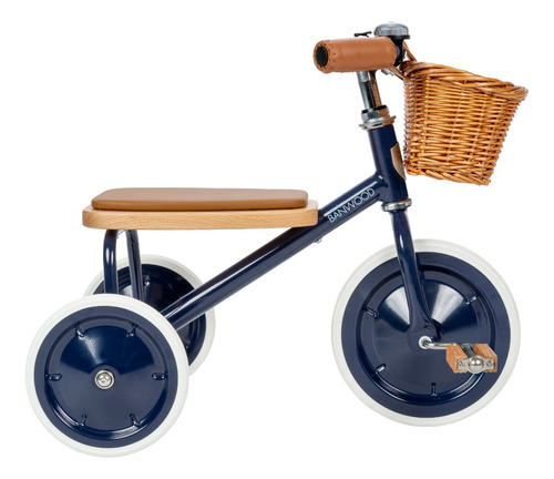 Triciclo + Accesorios Y Barra De Empuje Desmontable Banwood Color Azul Marino