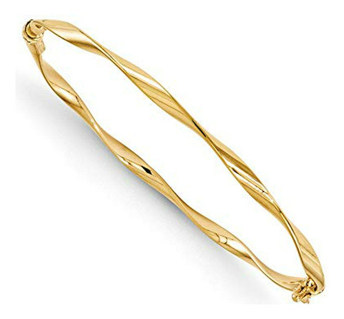 Brazalete - 14k Yellow Gold Twisted Hinged Bangle Bracelet C
