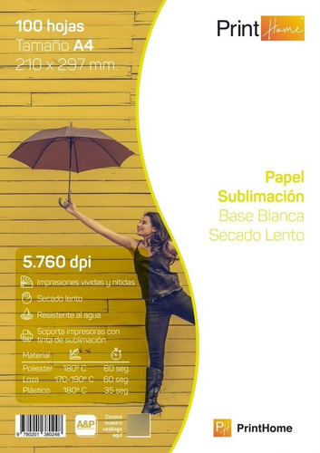 Papel Sublimacion, 100gr ,a4x100hj ,printhome